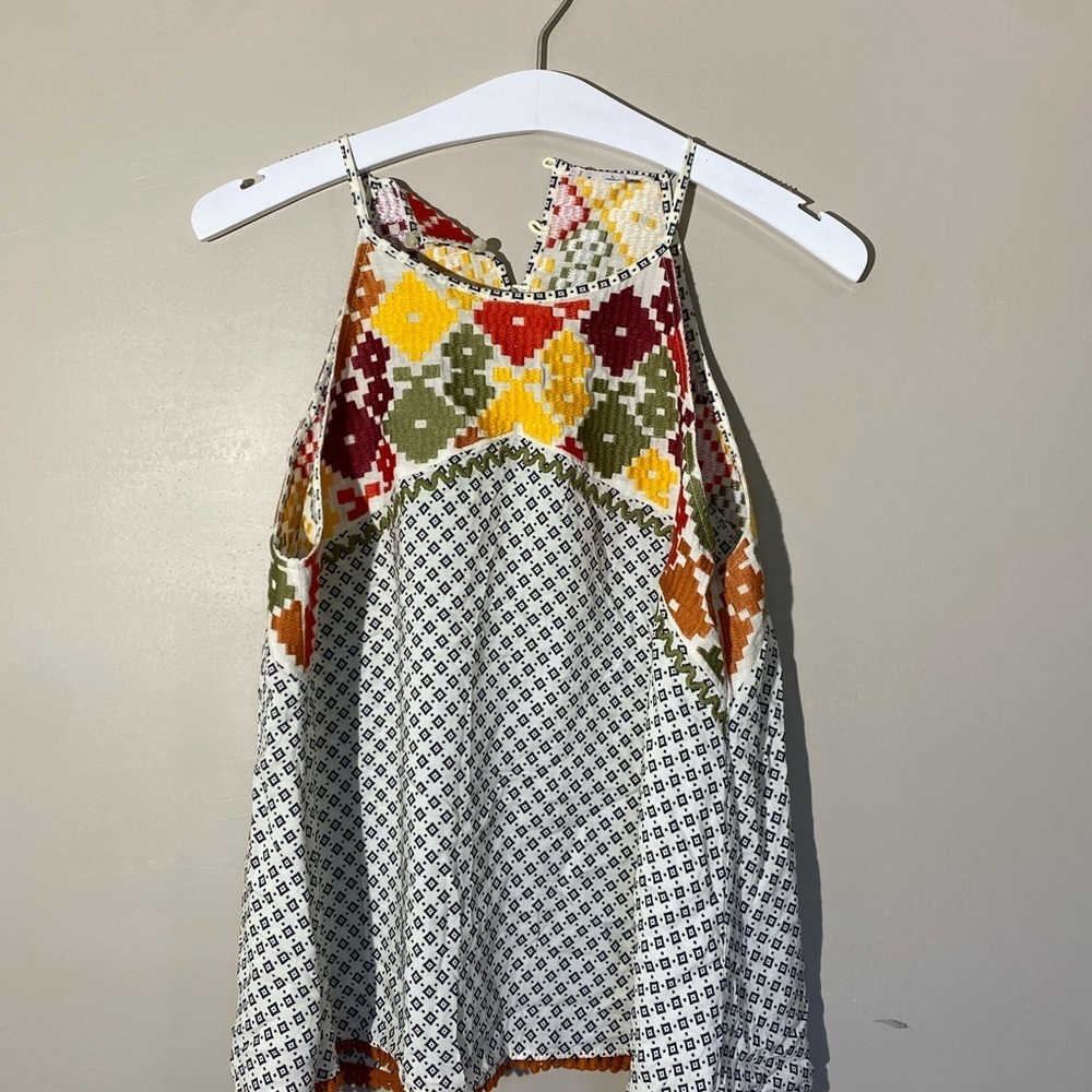 Embroidered Halter Sleeveless Boho Tunic Top Size large - Picture 2 of 5